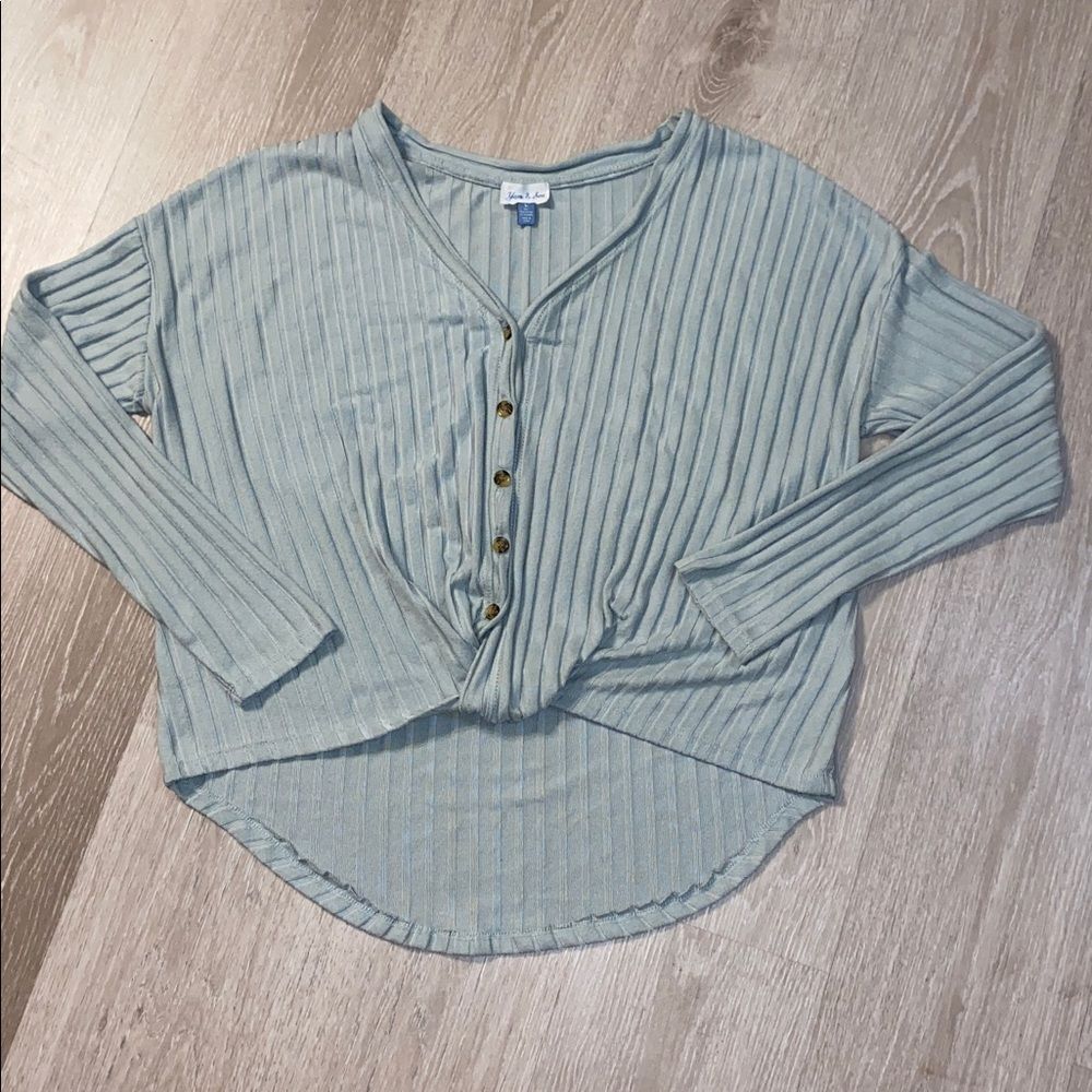 Yarn & Sea Ribbed Button Up Twist Front
